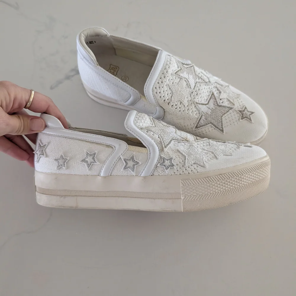 Ash White Slip-On Shoes with Star Design Size 8 - Picture 3 of 7
